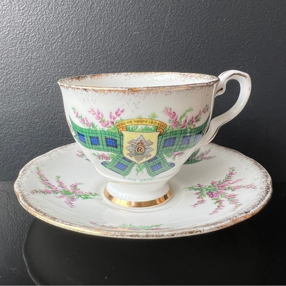 Black Watch Tartan Teacup Saucer 48th Highlanders Saucer Nemo Me Impune Lacessit
